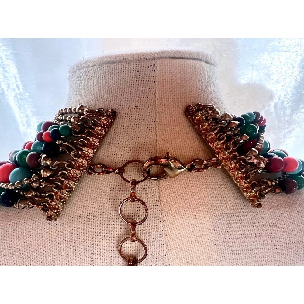 Multistrand Beaded Necklace Gold Amrita Singh Layered Statement Chunky Colorful - Picture 16 of 16